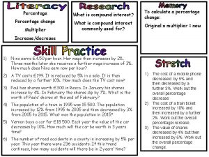 Percentage What is compound interest Percentage change What