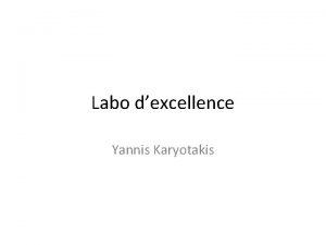 Labo dexcellence Yannis Karyotakis Lab dexcellence Regroupement dunits