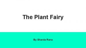 The Plant Fairy By Sharda Rana Plant gives