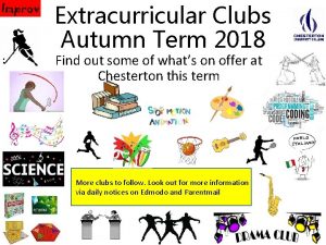 Extracurricular Clubs Autumn Term 2018 Find out some