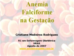 Anemia Falciforme na Gestao Cristiane Medeiros Rodrigues R