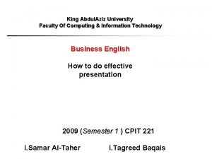 King Abdul Aziz University Faculty Of Computing Information