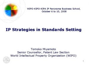 WIPOKIPA IP Panorama Business School October 6 to