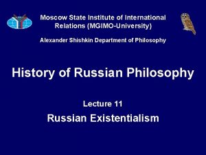 Moscow State Institute of International Relations MGIMOUniversity Alexander