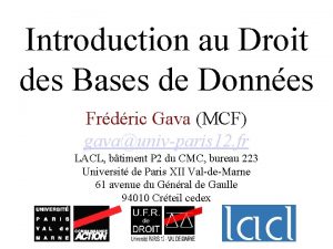 Introduction au Droit des Bases de Donnes Frdric