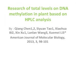 Research of total levels on DNA methylation in