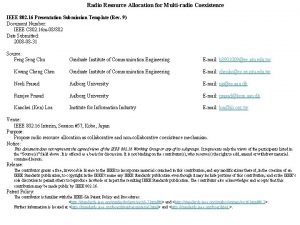 Radio Resource Allocation for Multiradio Coexistence IEEE 802