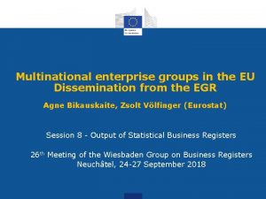 Multinational enterprise groups in the EU Dissemination from