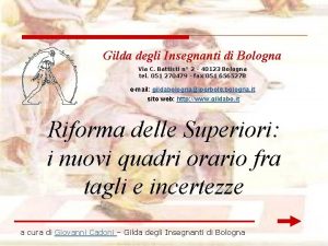 Gilda degli Insegnanti di Bologna Via C Battisti