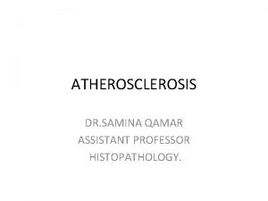 ATHEROSCLEROSIS DR SAMINA QAMAR ASSISTANT PROFESSOR HISTOPATHOLOGY Atherosclerosis