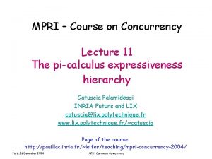 MPRI Course on Concurrency Lecture 11 The picalculus