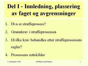 Del I Innledning plassering av faget og avgrensninger