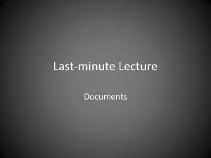 Lastminute Lecture Documents Documentation Concept Doc Very small