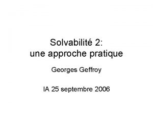 Solvabilit 2 une approche pratique Georges Geffroy IA