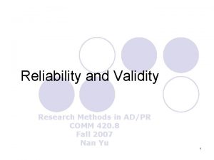 Reliability and Validity Research Methods in ADPR COMM