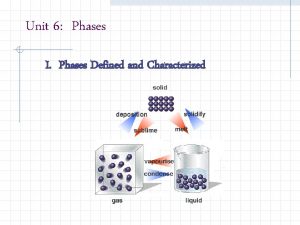 Unit 6 Phases I Phases Defined and Characterized