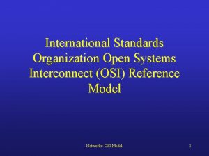 International Standards Organization Open Systems Interconnect OSI Reference