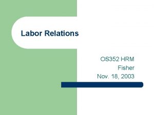 Labor Relations OS 352 HRM Fisher Nov 18