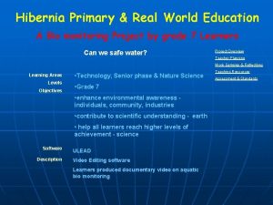 Hibernia Primary Real World Education A Bio monitoring