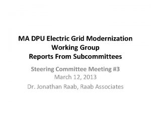 MA DPU Electric Grid Modernization Working Group Reports