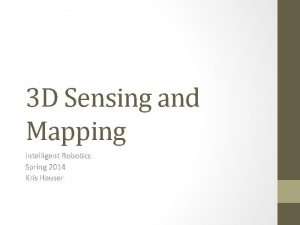 3 D Sensing and Mapping Intelligent Robotics Spring