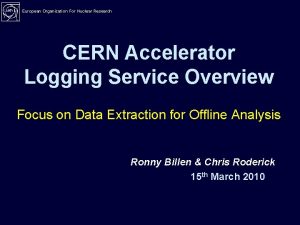 European Organization For Nuclear Research CERN Accelerator Logging