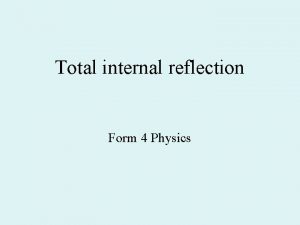 Total internal reflection Form 4 Physics Contents Reflection