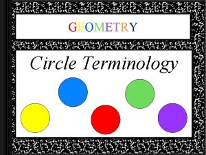 GEOMETRY Circle Terminology Radius or Radii for plural