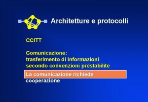 Architetture e protocolli CCITT Comunicazione trasferimento di informazioni