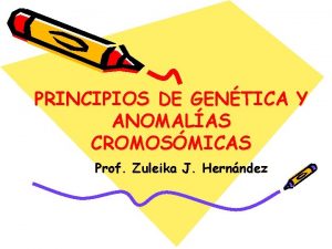 PRINCIPIOS DE GENTICA Y ANOMALAS CROMOSMICAS Prof Zuleika