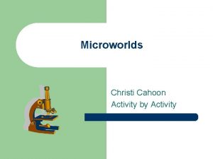 Microworlds Christi Cahoon Activity by Activity Table of