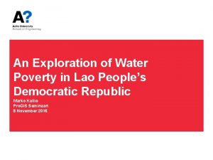 An Exploration of Water Poverty in Lao Peoples