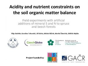 Acidity and nutrient constraints on the soil organic