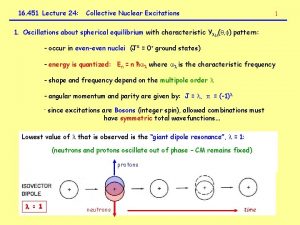 16 451 Lecture 24 Collective Nuclear Excitations 1