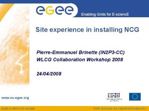 Enabling Grids for Escienc E Site experience in