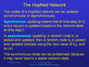 The Hopfield Network The nodes of a Hopfield