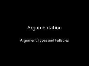 Argumentation Argument Types and Fallacies Richard Weavers Argument