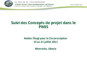 Suivi des Concepts de projet dans le PMIS