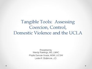 Tangible Tools Assessing Coercion Control Domestic Violence and