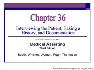 Interviewing the Patient Taking a History and Documentation