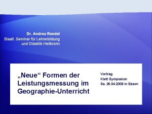 Dr Andrea Rendel Staatl Seminar fr Lehrerbildung und