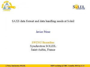 SWING SAXS data format and data handling needs