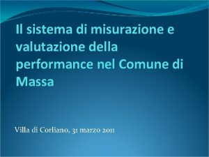 Il sistema di misurazione e valutazione della performance