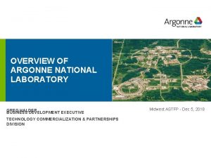 OVERVIEW OF ARGONNE NATIONAL LABORATORY GREG HALDER BUSINESS