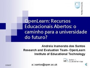Open Learn Recursos Educacionais Abertos o caminho para
