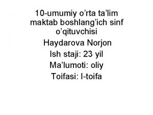 10 umumiy orta talim maktab boshlangich sinf oqituvchisi