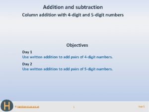 Addition and subtraction Column addition with 4 digit