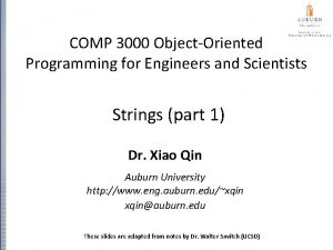 COMP 3000 ObjectOriented Programming for Engineers and Scientists
