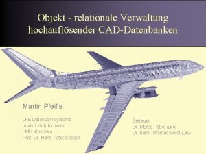Objekt relationale Verwaltung hochauflsender CADDatenbanken Martin Pfeifle LFE