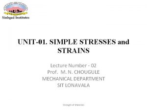 UNIT01 SIMPLE STRESSES and STRAINS Lecture Number 02